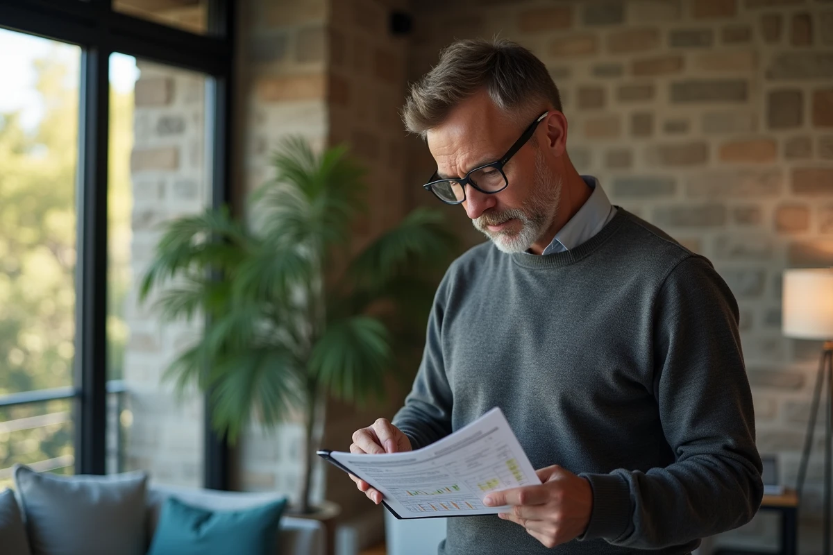 Homme d âge moyen analysant un tableau financier sur une tablette
