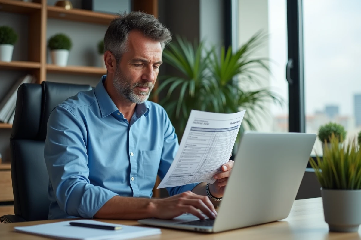 Homme d age travaillant sur son ordinateur et planifiant